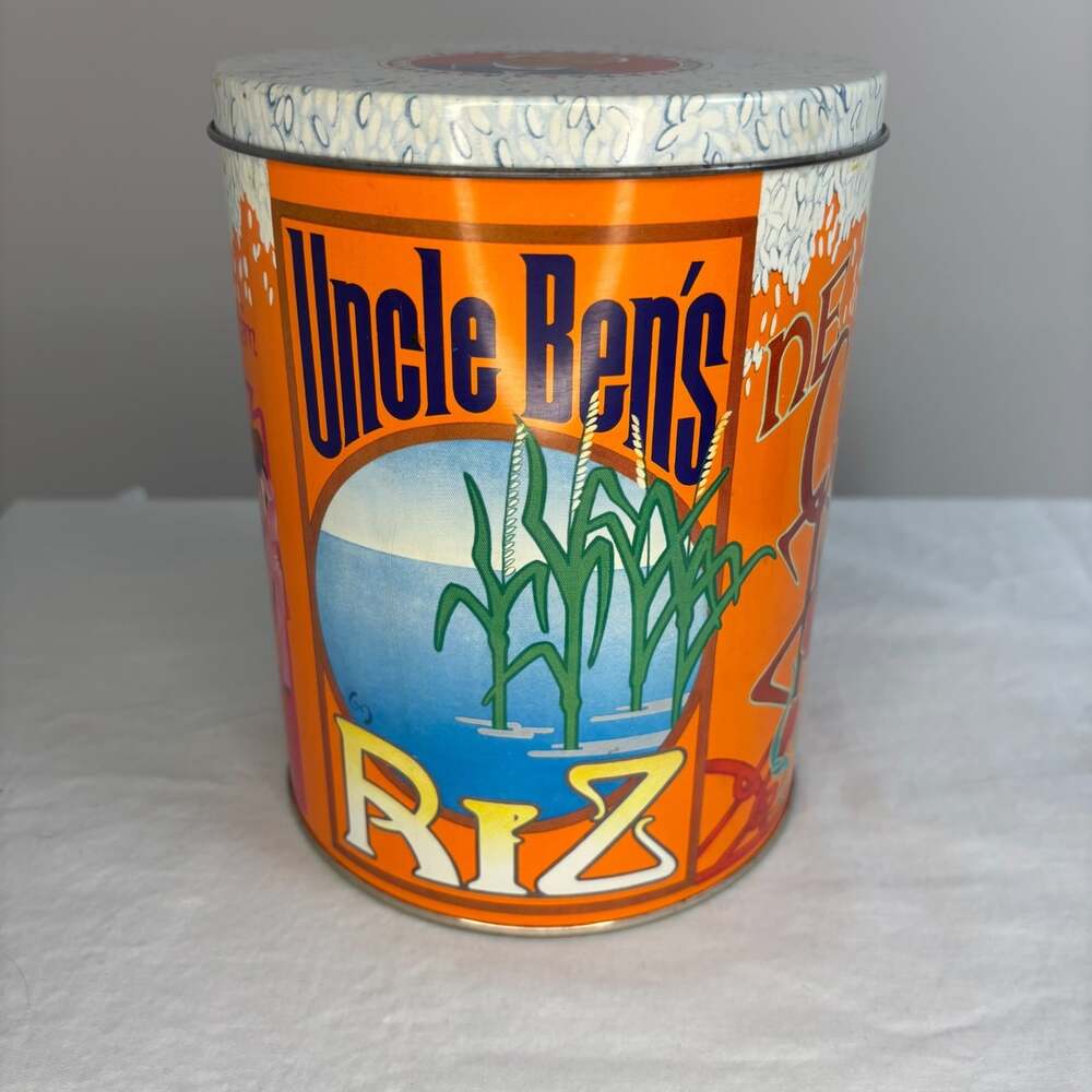Vintage Uncle Ben's rice canister with lid french writing made in germany